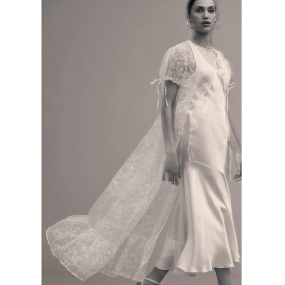 Brand New BY ANTHROPOLOGIE SHEER SHORT-SLEEVE ORGANZA MAXI DRESS - Picture 6 of 9